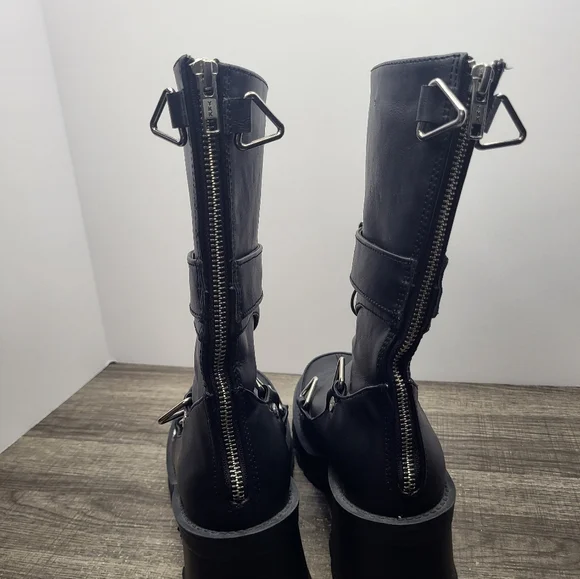 Demonia BRATTY Black Vegan Leather Platform Boots Womens 6 Goth Punk DOMINATRIX - Picture 6 of 11